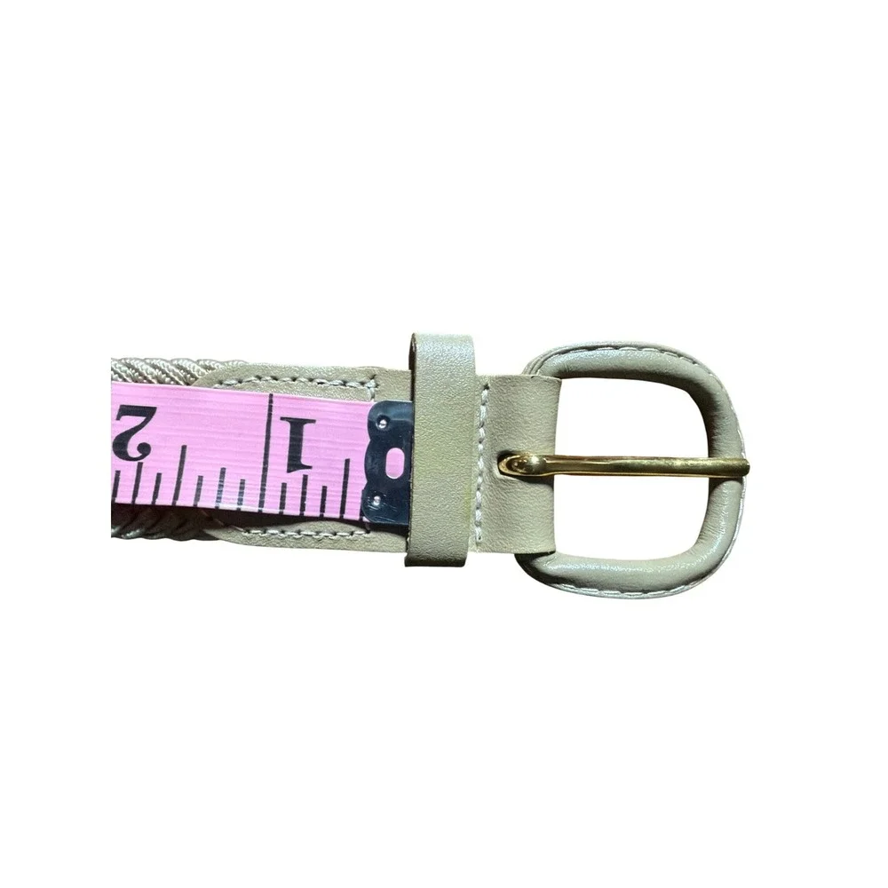 Unbranded Tan Braided Elastic Stretch Belt‎ Gold Tone Buckle Woven xl Size